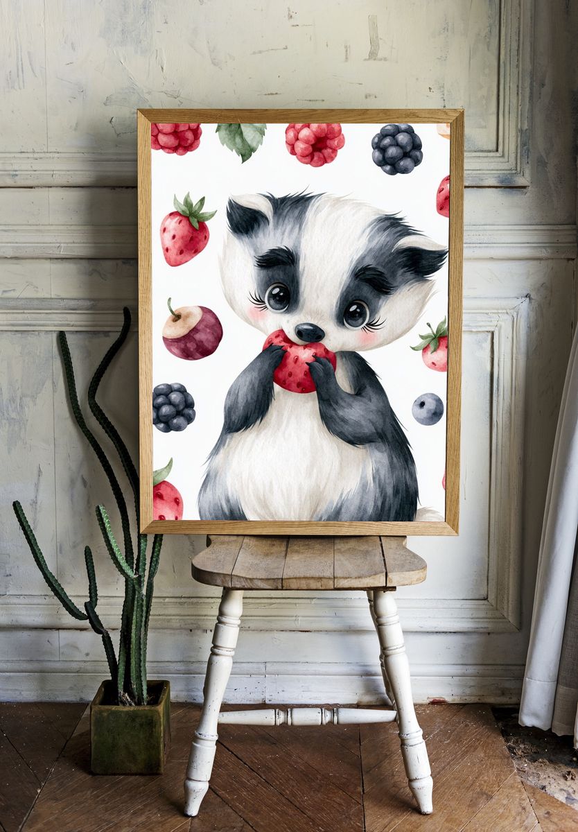 Baby Panda Watercolor Poster. — room view 1