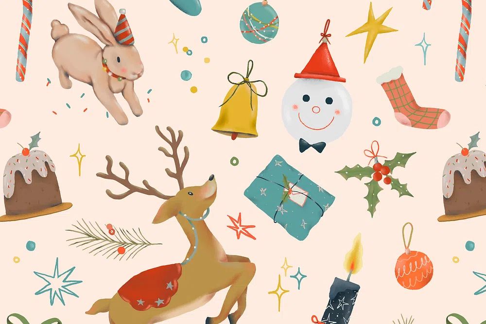 Christmas reindeer seamless pattern background. poster detail