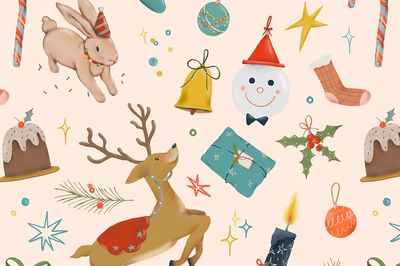Christmas reindeer seamless pattern background. poster