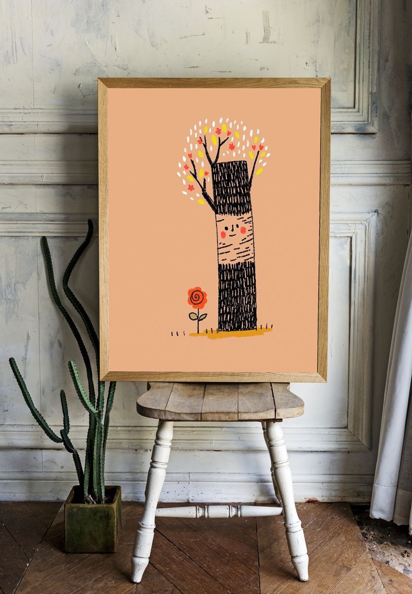 Whimsical Tree Character Illustration Poster. room preview
