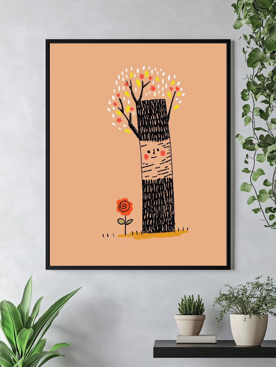 Whimsical Tree Character Illustration Poster. — room view 4