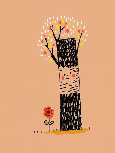 Whimsical Tree Character Illustration Poster. poster print