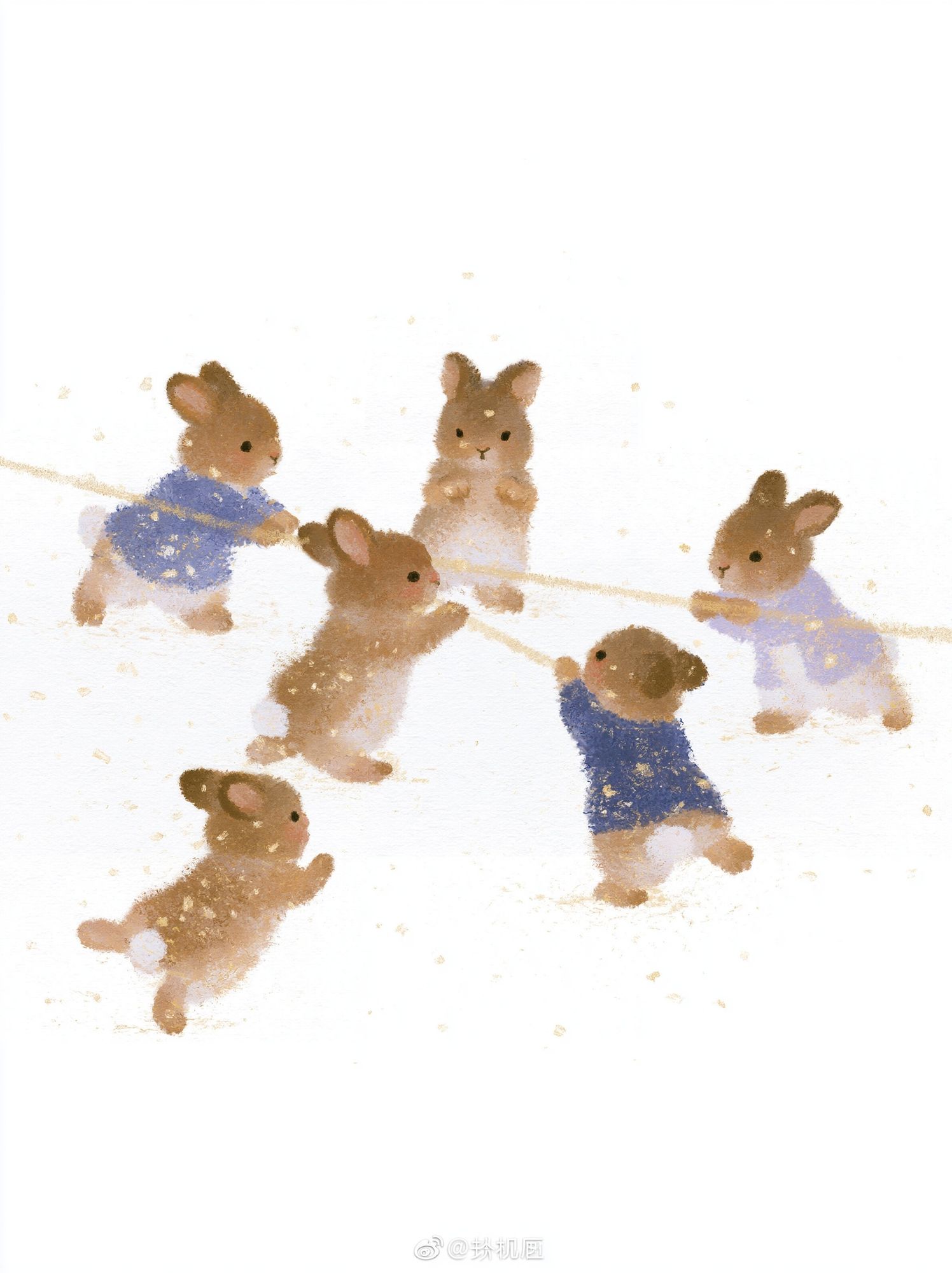 Playful Rabbits Watercolor Poster. poster — kids art