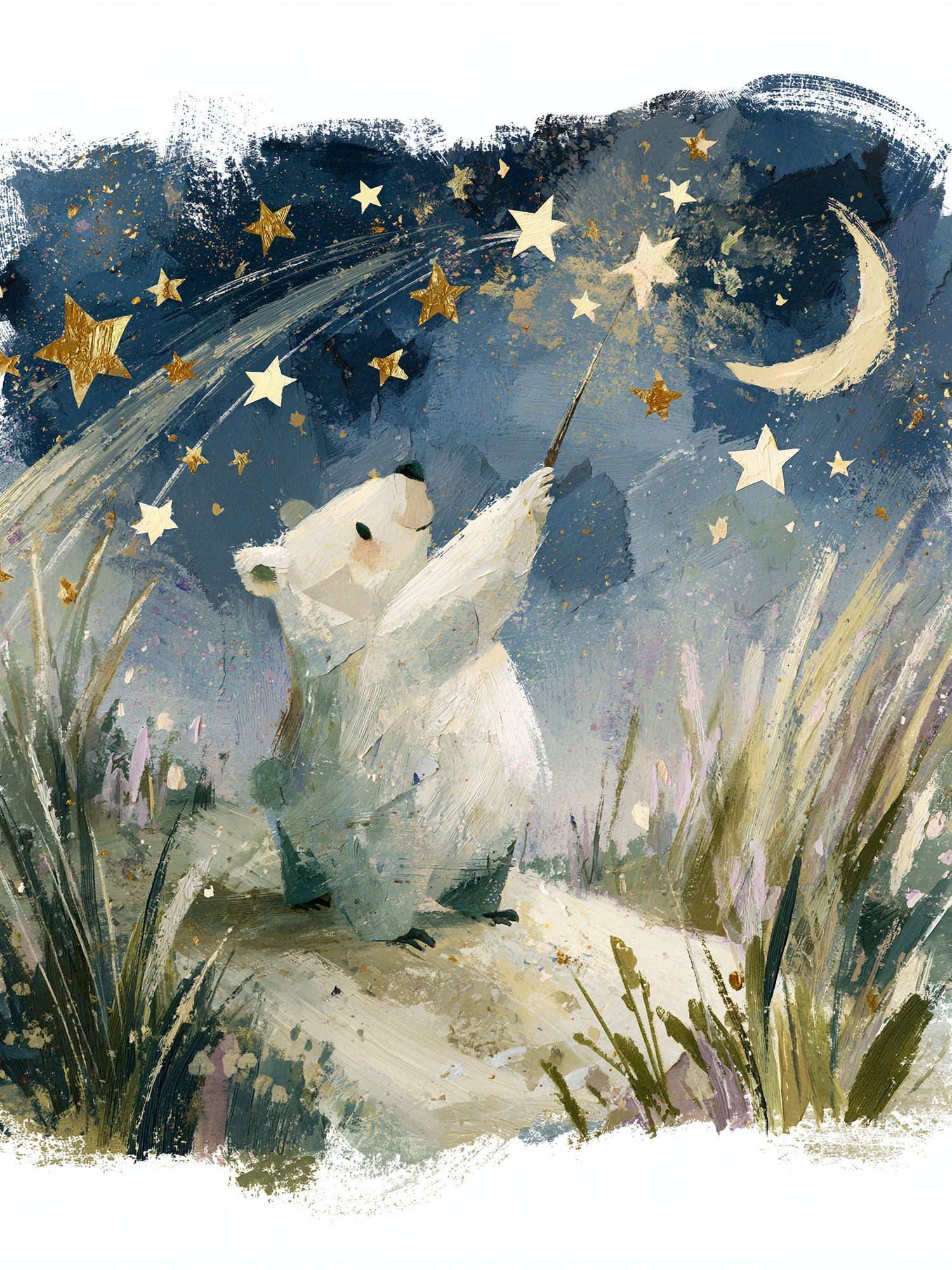 Moonlit Bear Nursery Print. poster — kids art