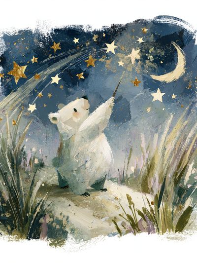 Moonlit Bear Nursery Print. poster