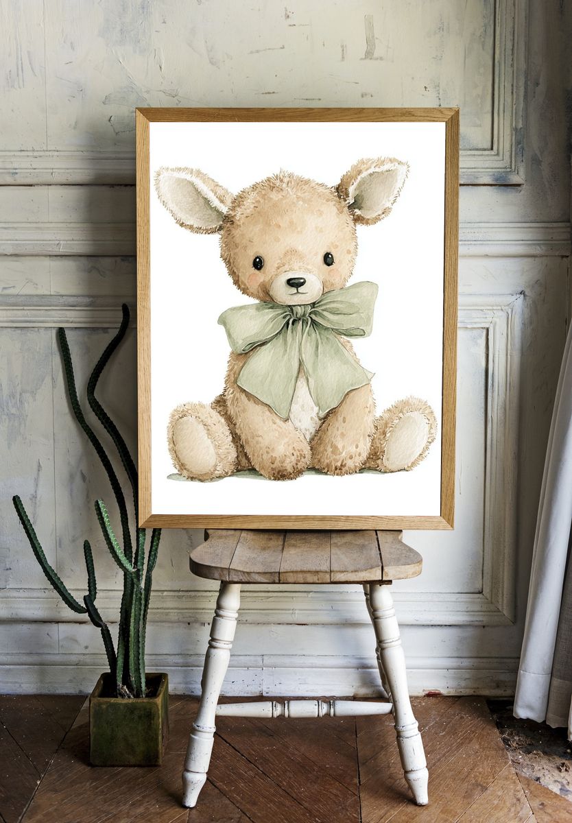 Teddy Bear Watercolor Poster. — room view 1