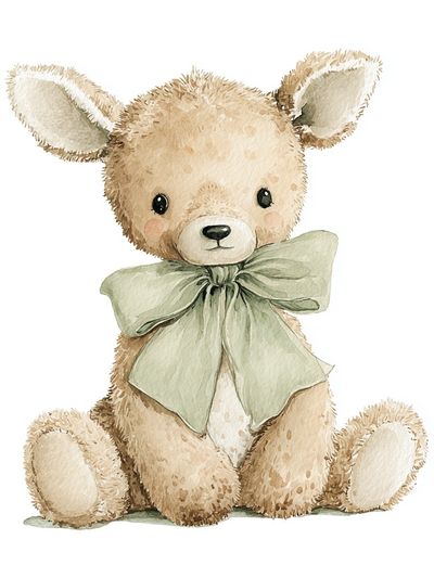 Teddy Bear Watercolor Poster.