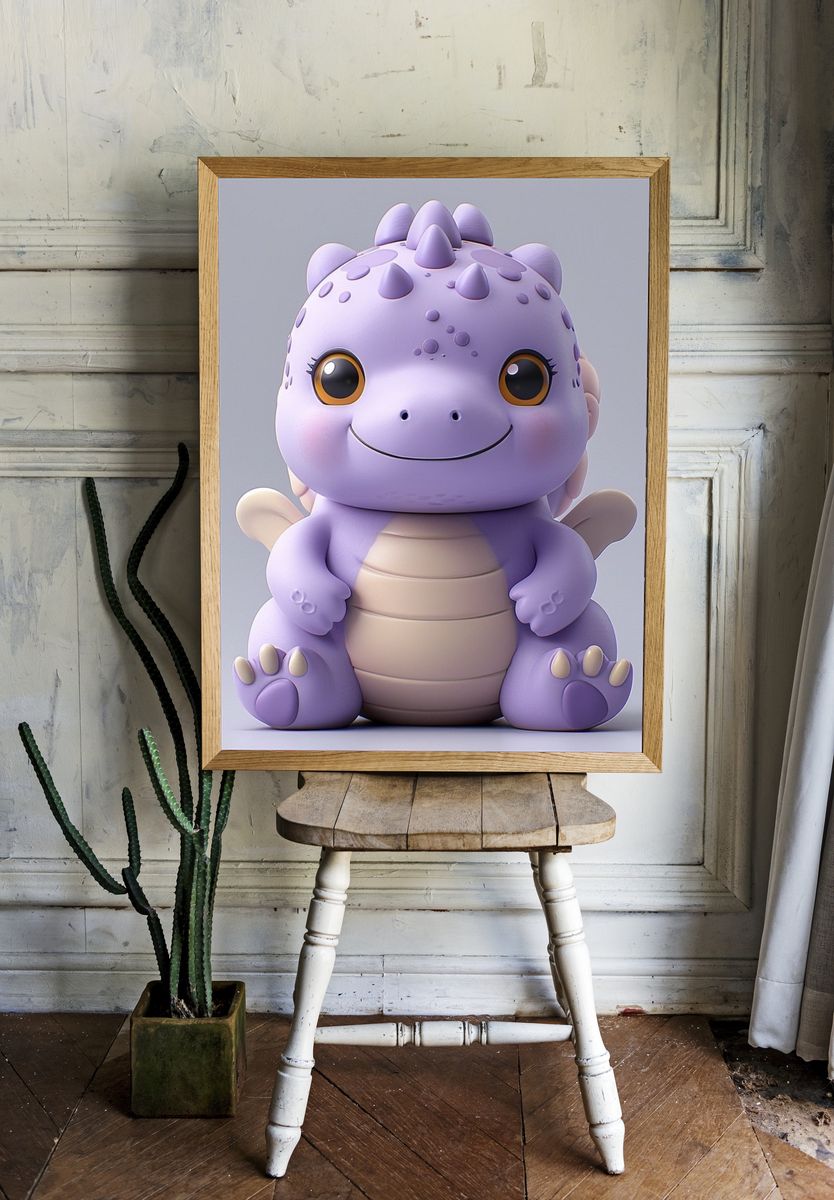 Cute Purple Baby Dragon Print. — room view 1