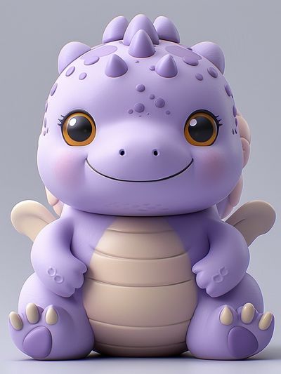 Cute Purple Baby Dragon Print. poster print