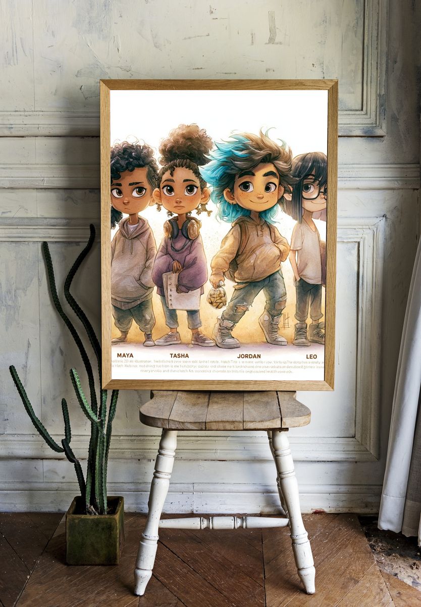 Kids Character Illustration Poster. — room view 1