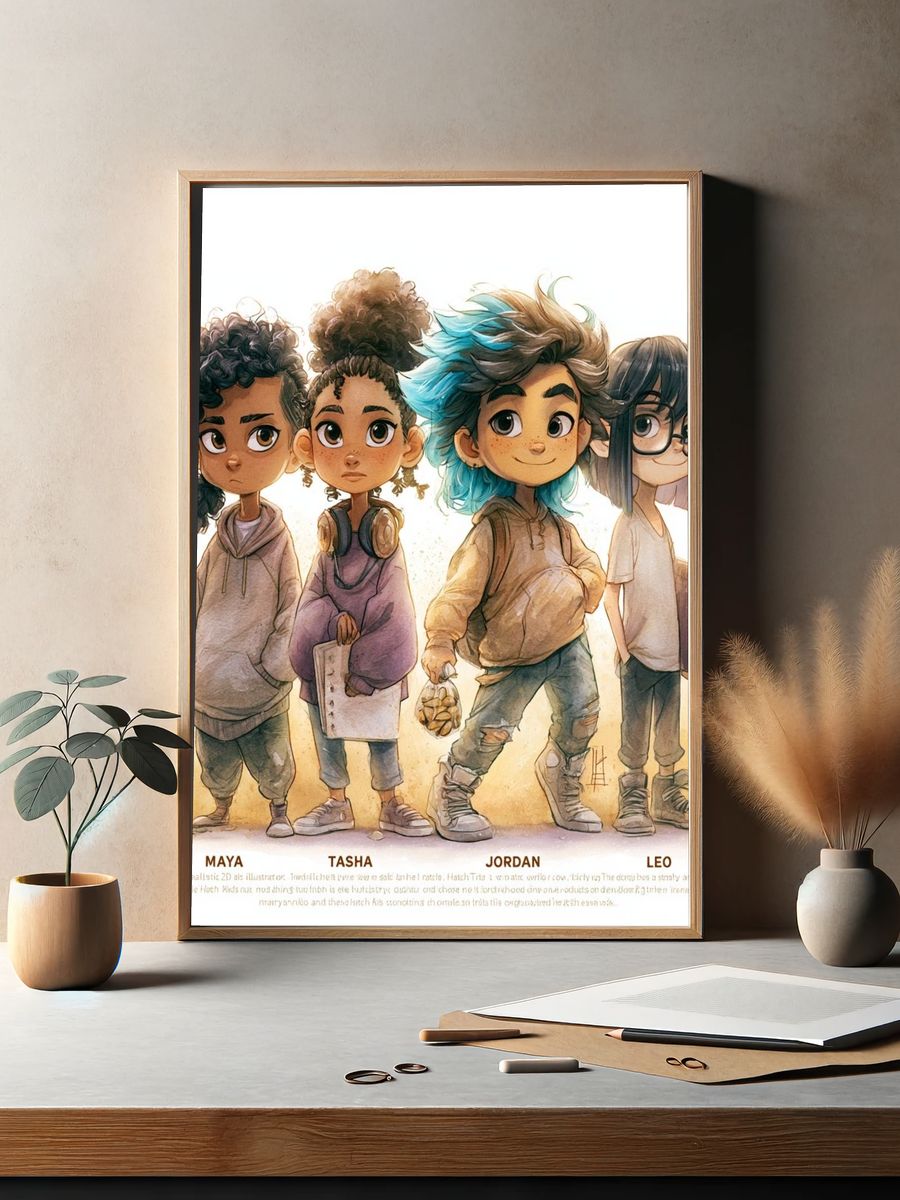 Kids Character Illustration Poster. — room view 2