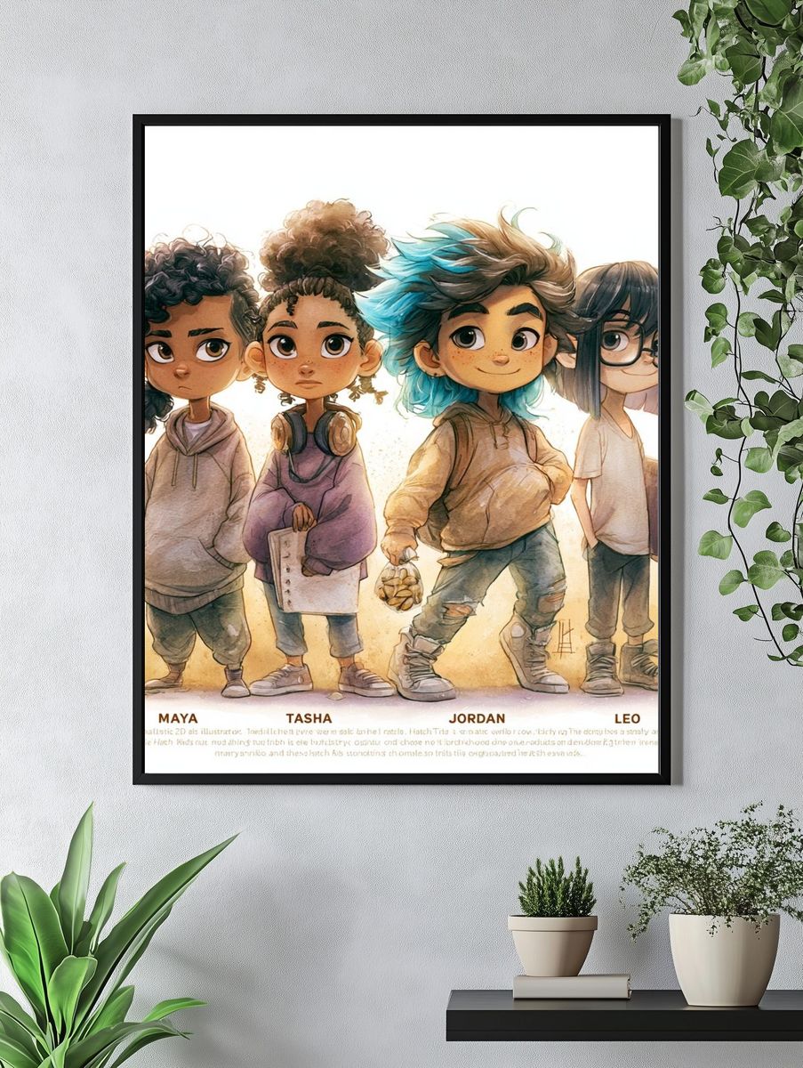 Kids Character Illustration Poster. — room view 4