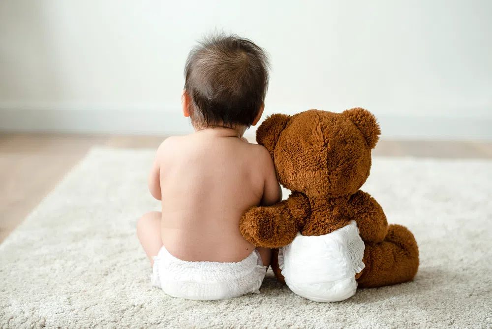Back baby teddy bear. poster detail