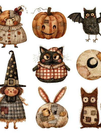 Halloween Woodland Characters Illustration Poster.