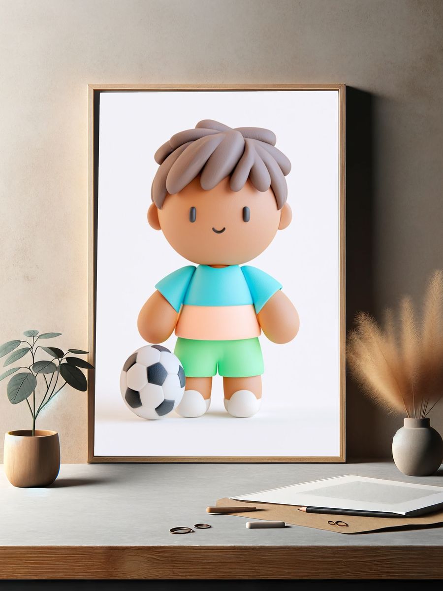 Cute Soccer Kid Illustration Poster. — room view 2