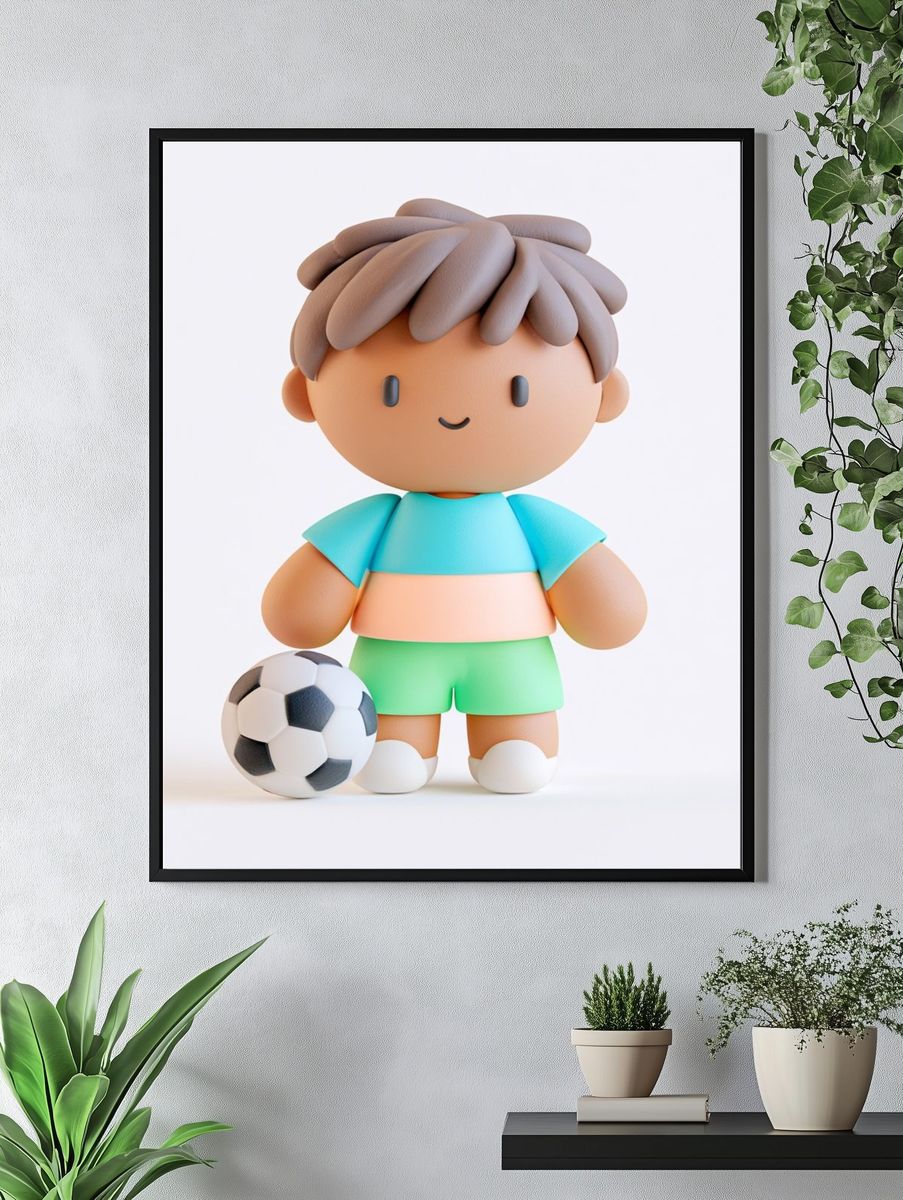 Cute Soccer Kid Illustration Poster. — room view 4