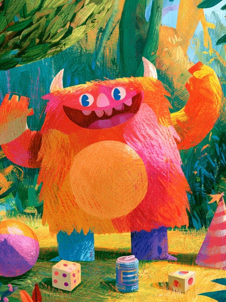 Playful Monster Jungle Poster. poster detail