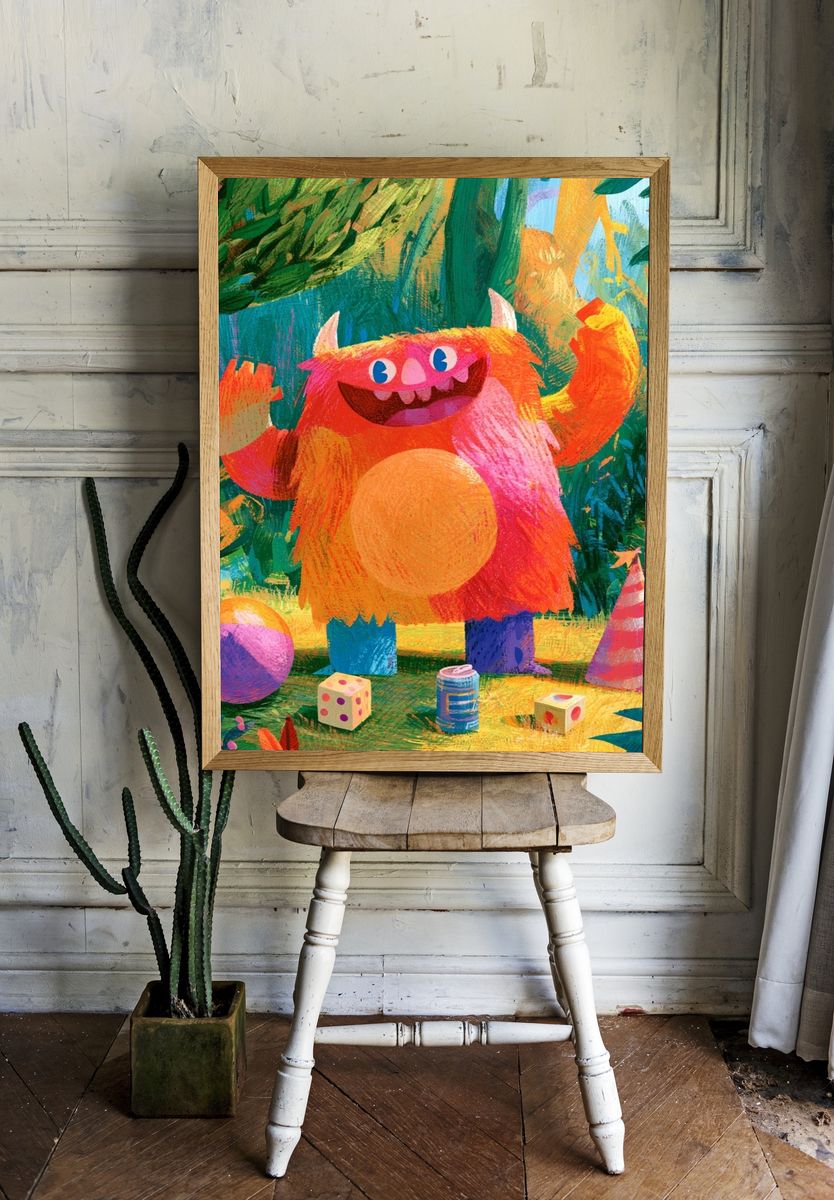 Playful Monster Jungle Poster. — room view 1