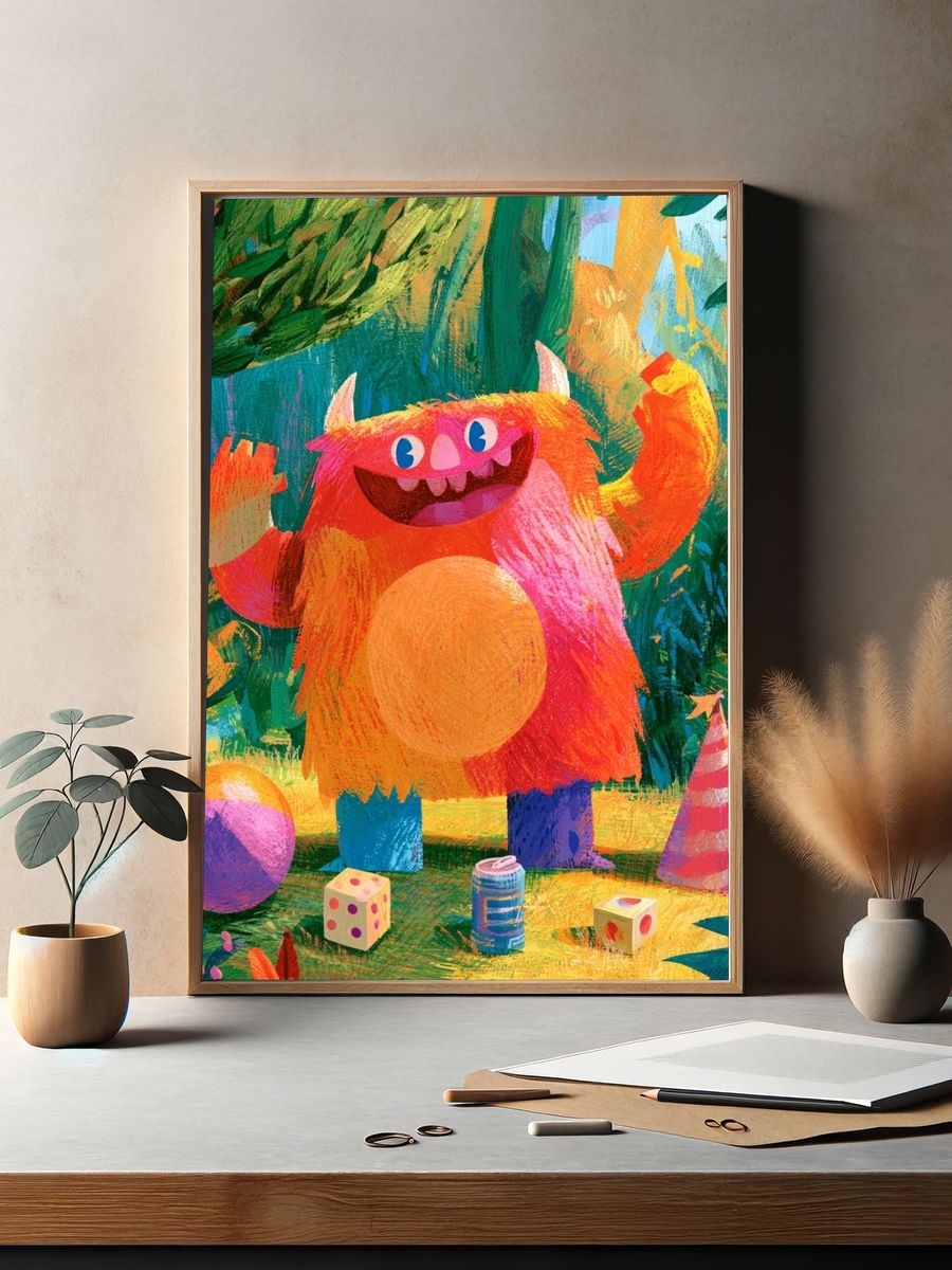 Playful Monster Jungle Poster. — room view 2