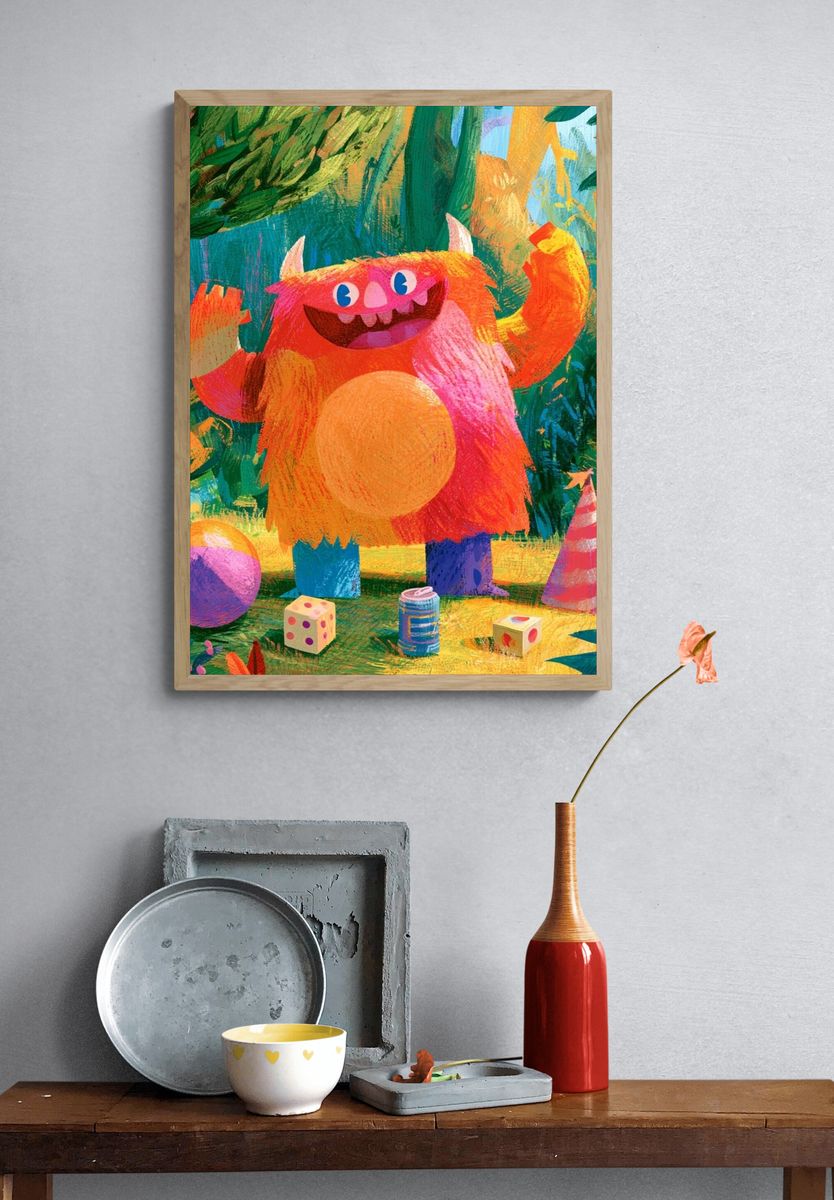Playful Monster Jungle Poster. — room view 3