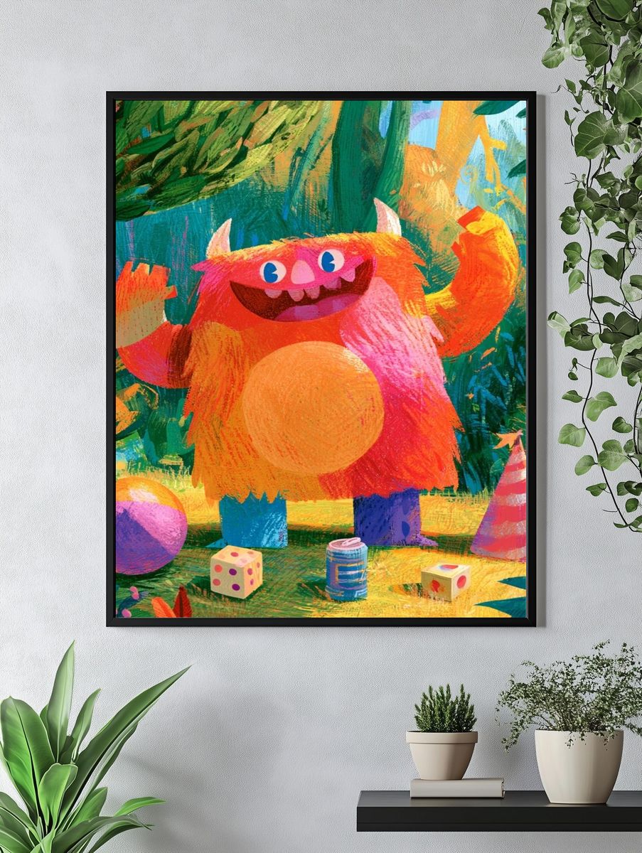 Playful Monster Jungle Poster. — room view 4