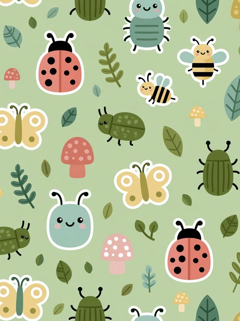Cute Bugs and Butterflies Kids Poster. poster detail