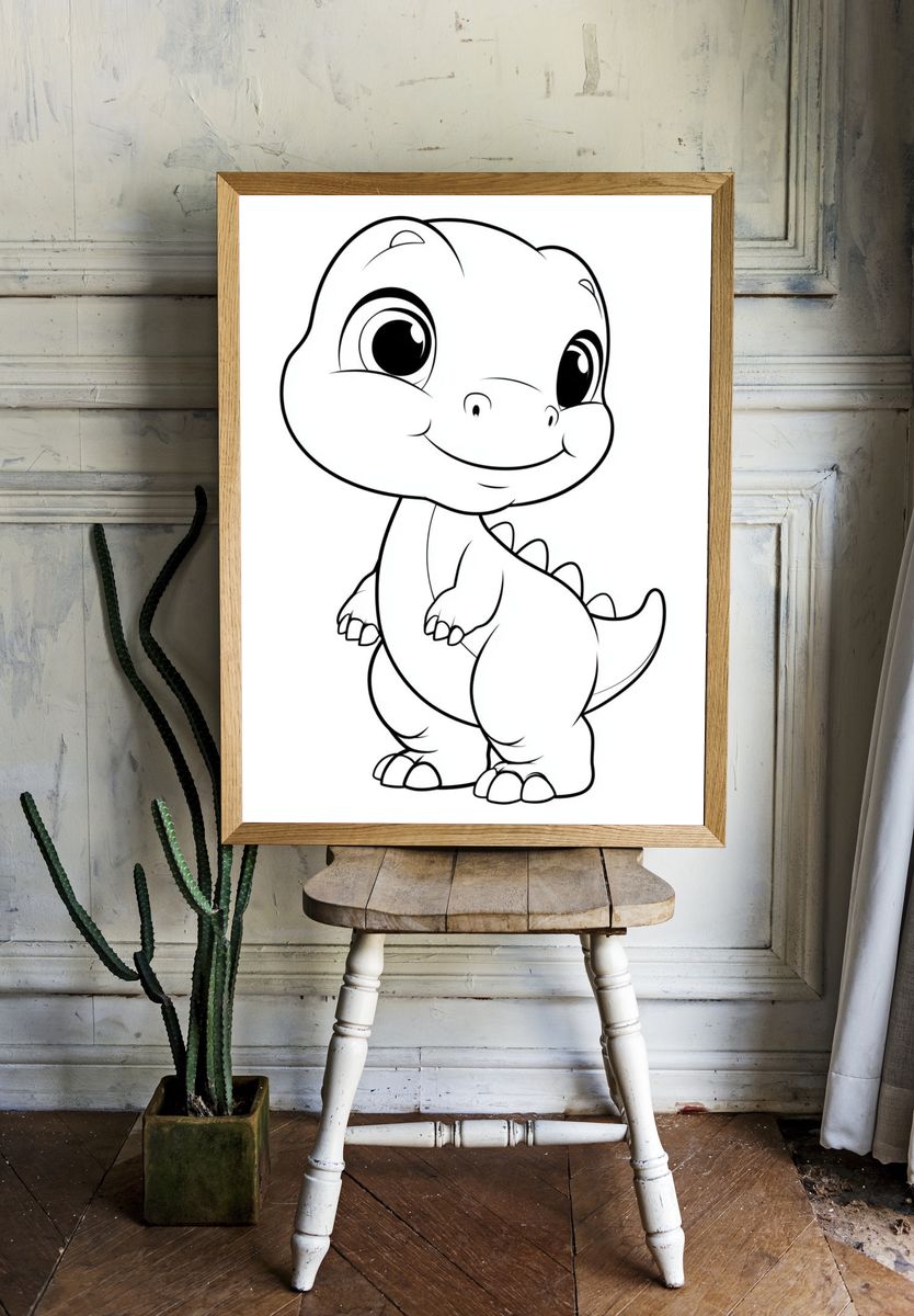 Cute Baby Dinosaur Cartoon Poster. — room view 1
