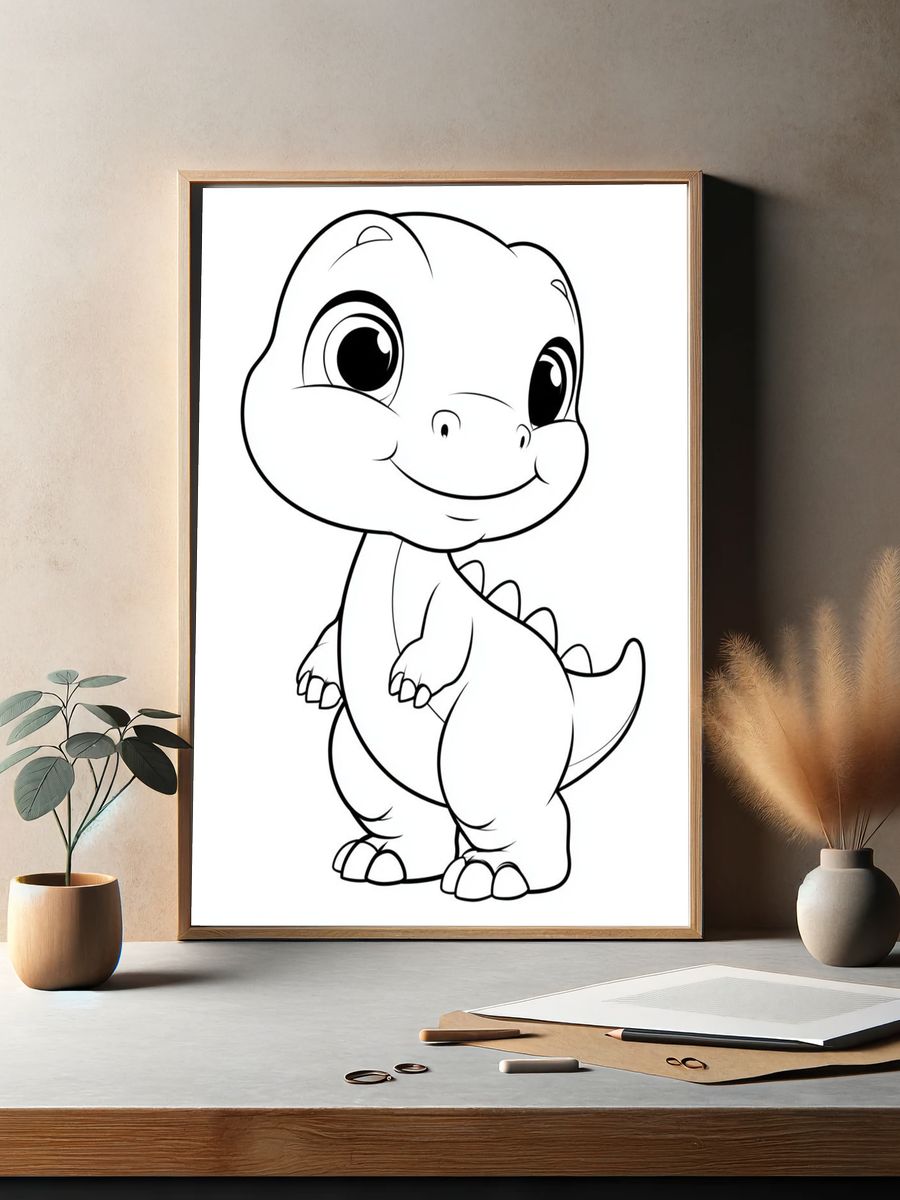 Cute Baby Dinosaur Cartoon Poster. — room view 2