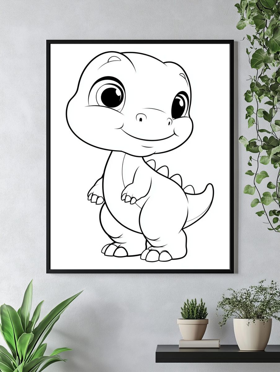 Cute Baby Dinosaur Cartoon Poster. — room view 4
