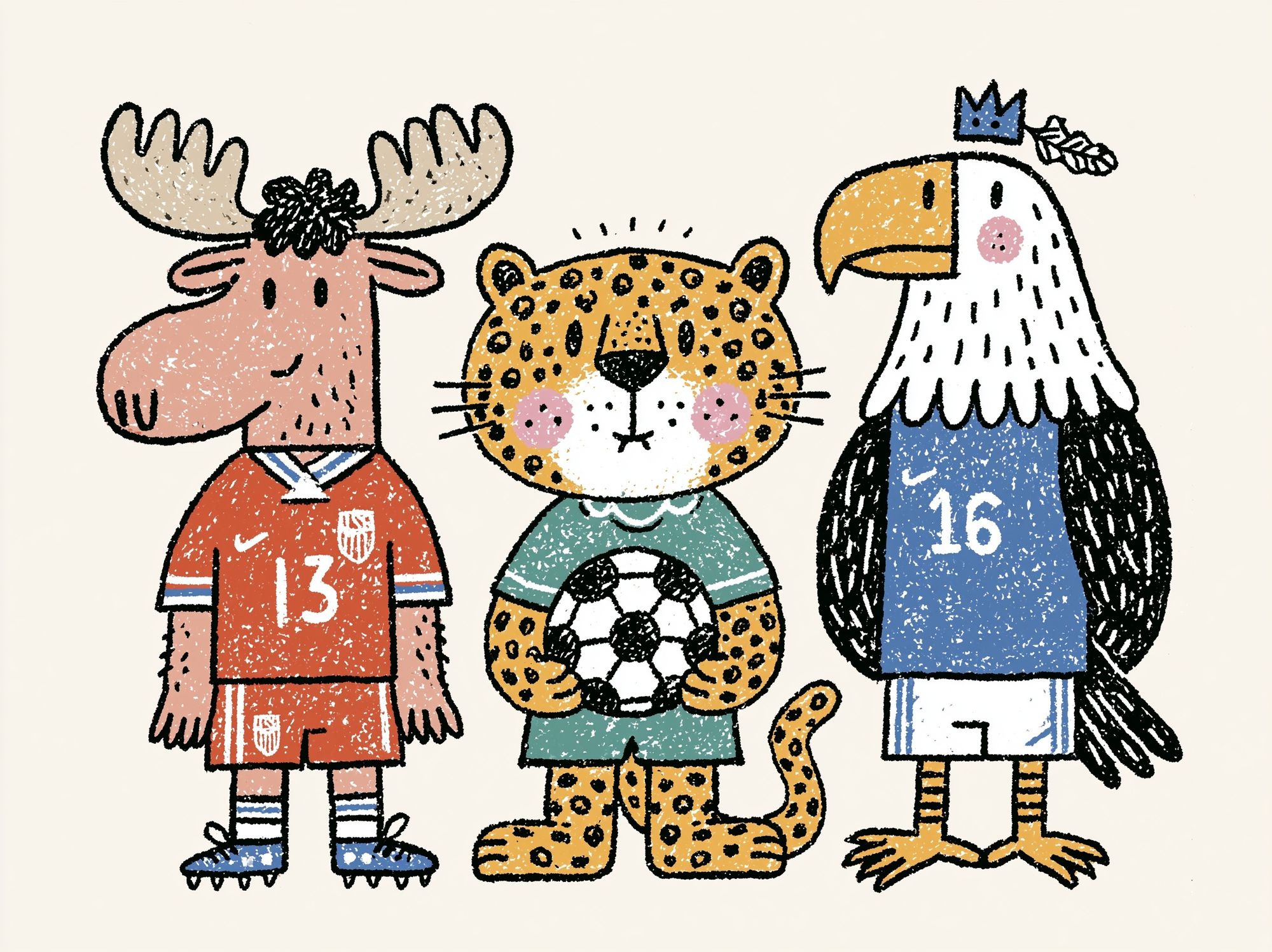 Animal Soccer Team Illustration Poster. poster — kids art