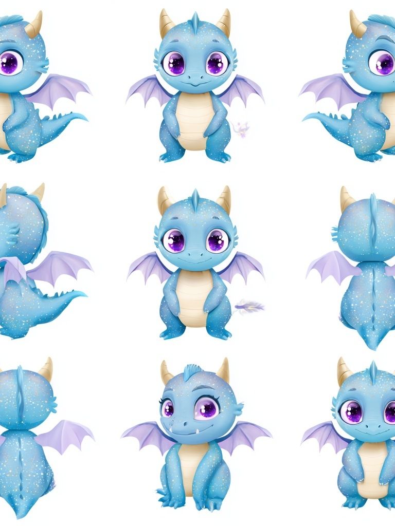 Cute Blue Dragon Character Poster. poster detail