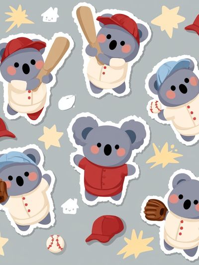 Koala Baseball Pattern Poster. poster print