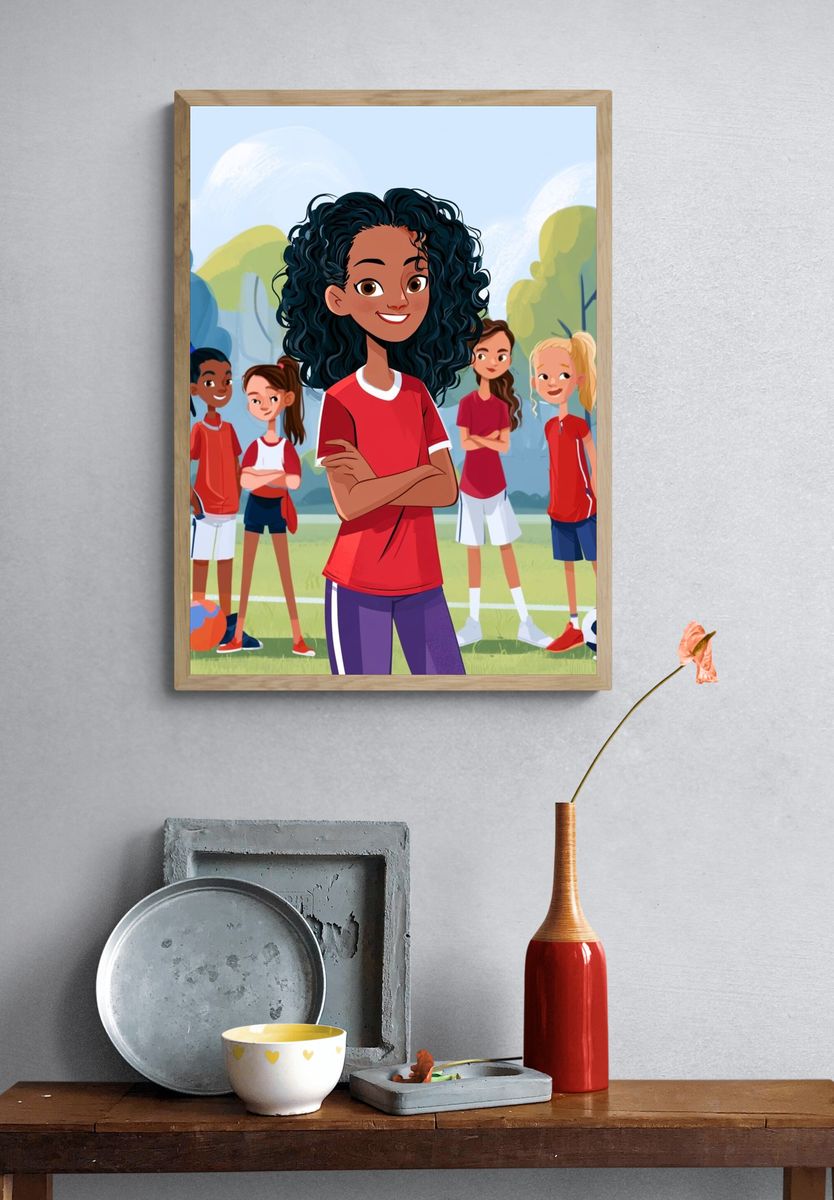 Youth Soccer Team Illustration Poster. — room view 3