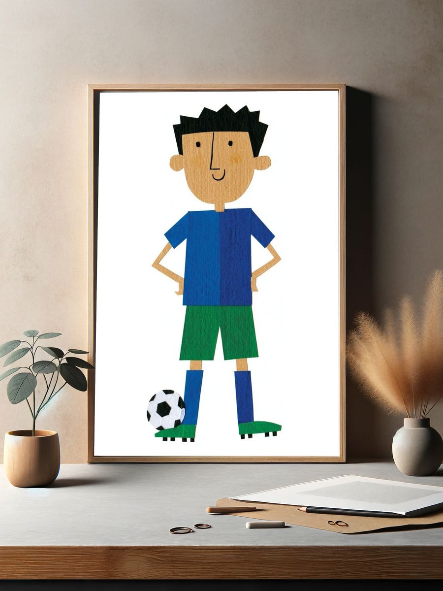 Soccer Boy Illustration Poster. — room view 2