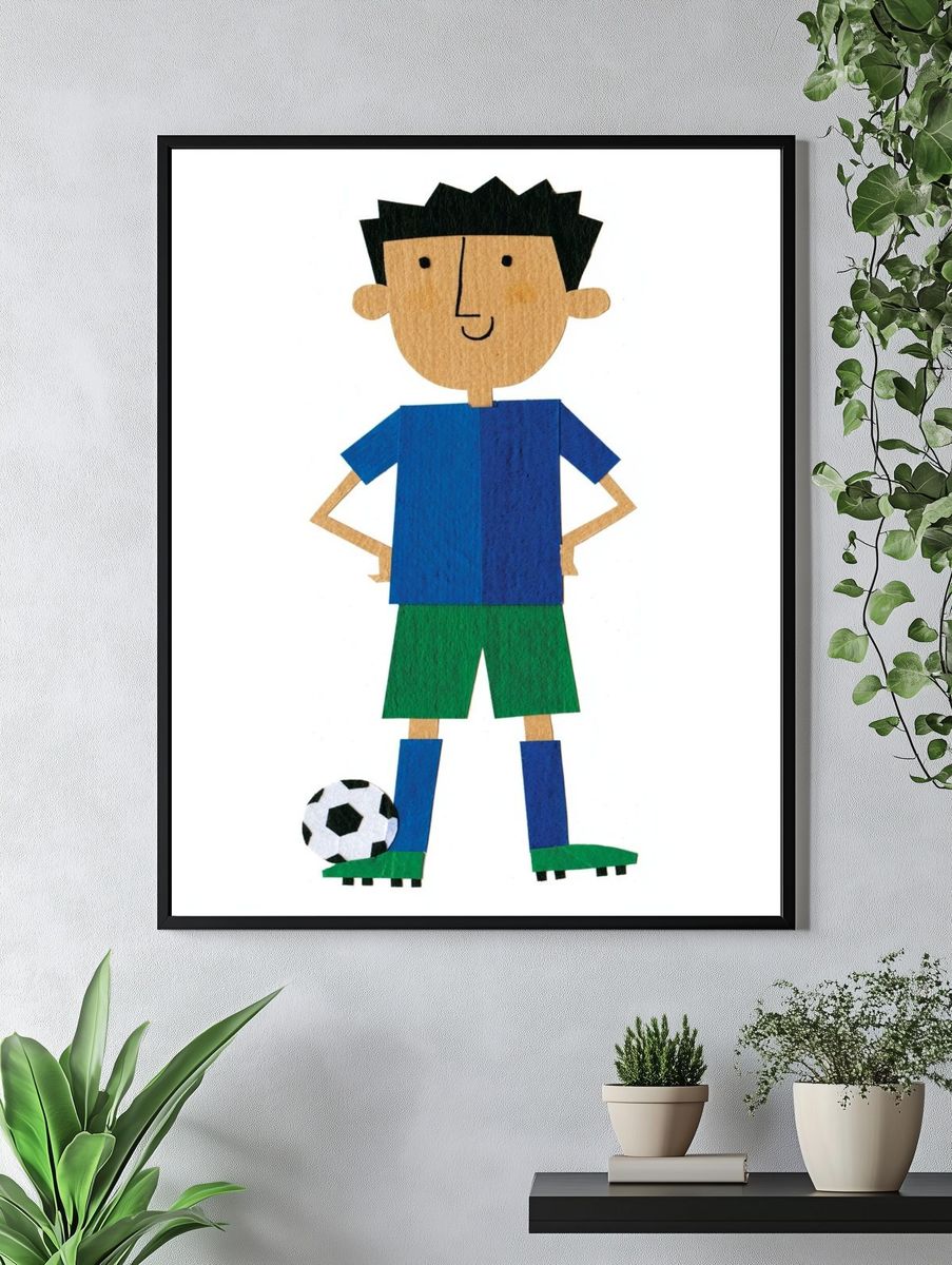 Soccer Boy Illustration Poster. — room view 4