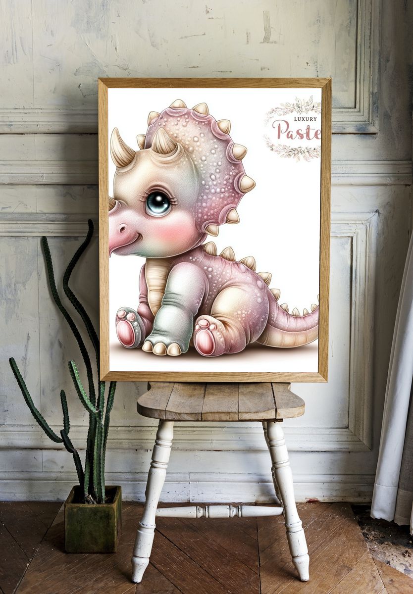 Pastel Baby Dinosaur Print. room preview