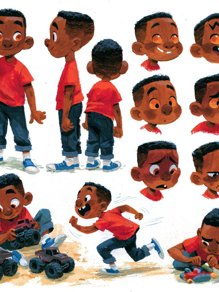 Playful Boy Character Illustration Poster. poster — kids art