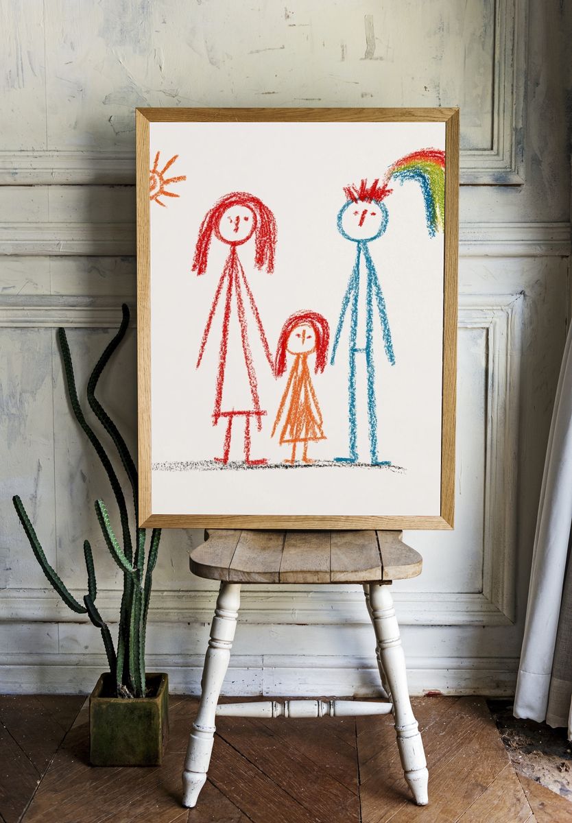 Crayon Family Drawing Poster. — room view 1