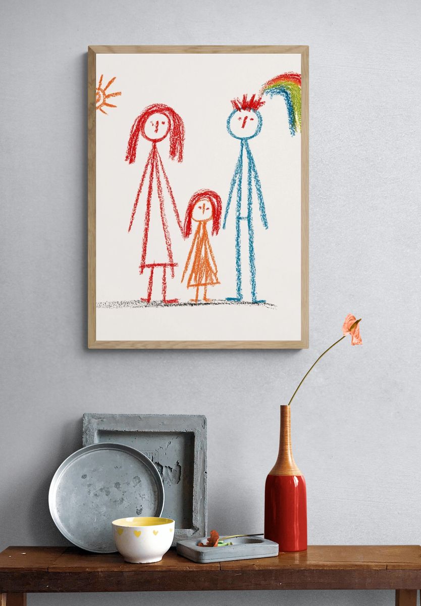 Crayon Family Drawing Poster. — room view 3