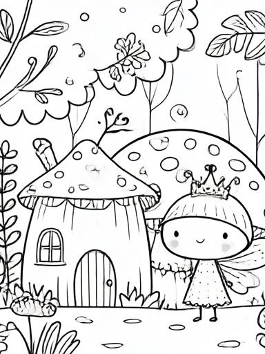Cute Fairy Mushroom House Print. poster detail
