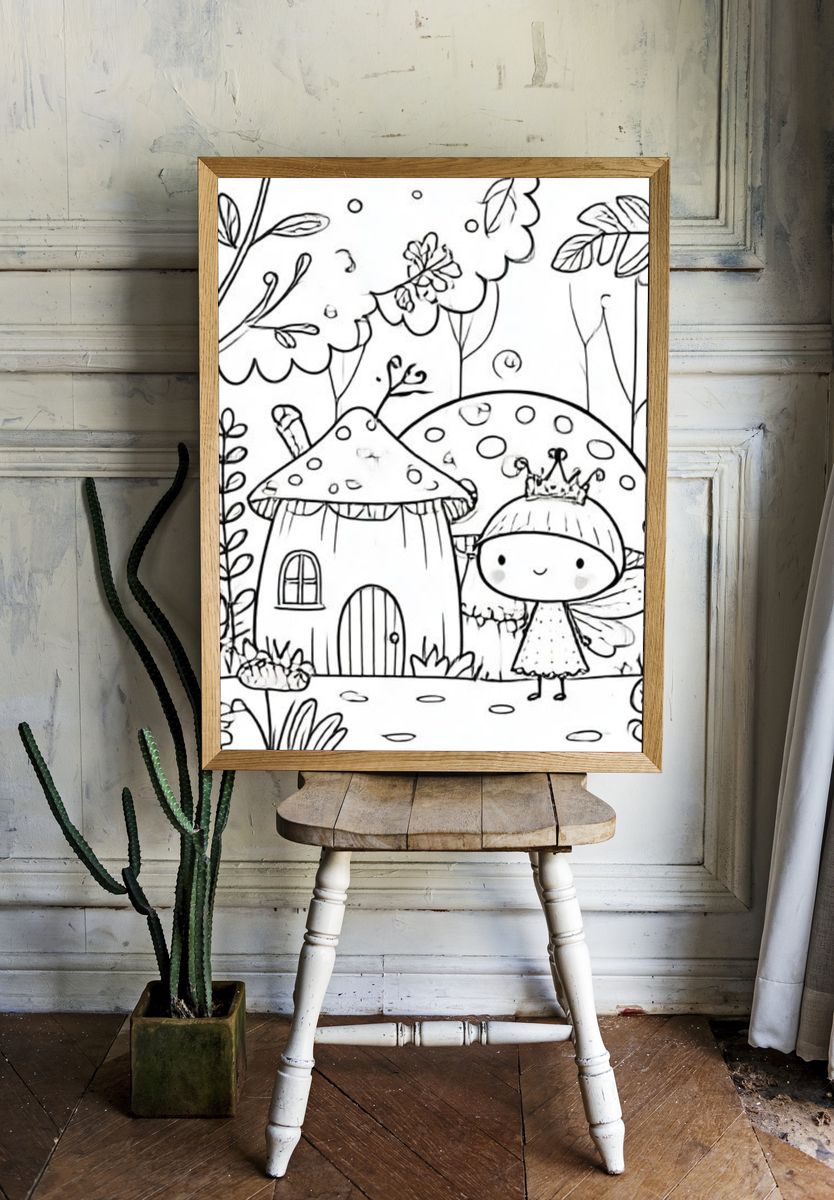 Cute Fairy Mushroom House Print. room preview