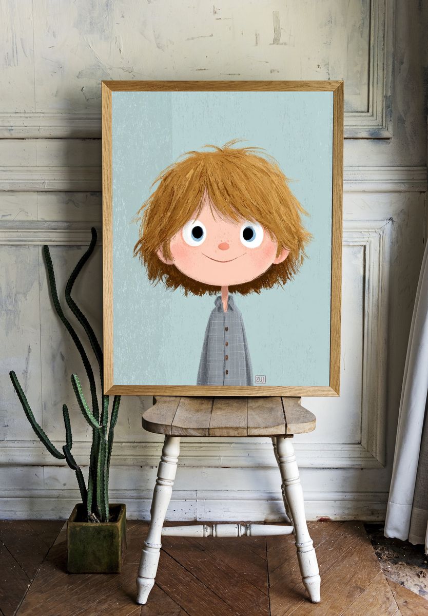 Happy Boy Illustration Poster. room preview
