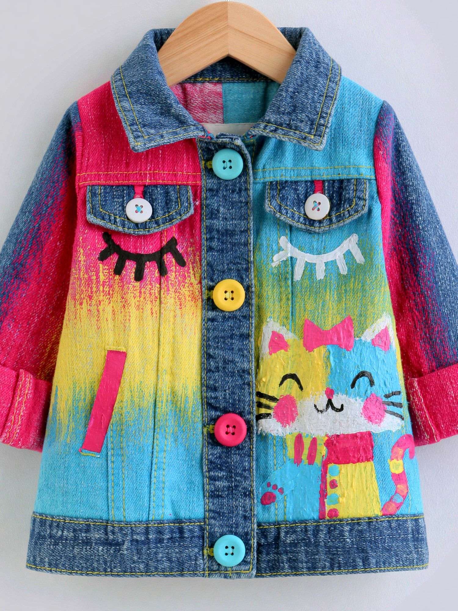 Painted Denim Cat Jacket Print. poster detail