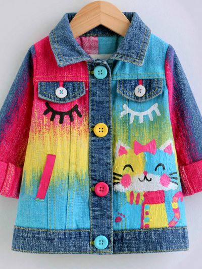 Painted Denim Cat Jacket Print.