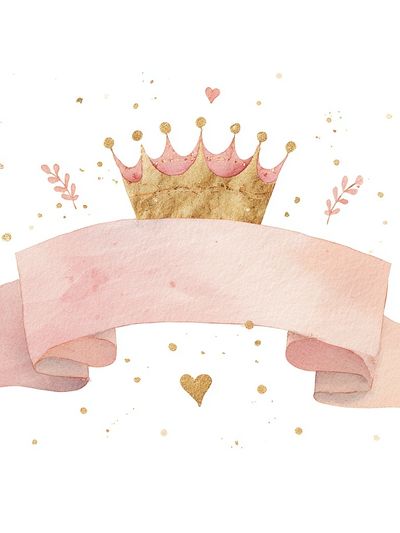 Crown and Ribbon Watercolor Poster. poster print