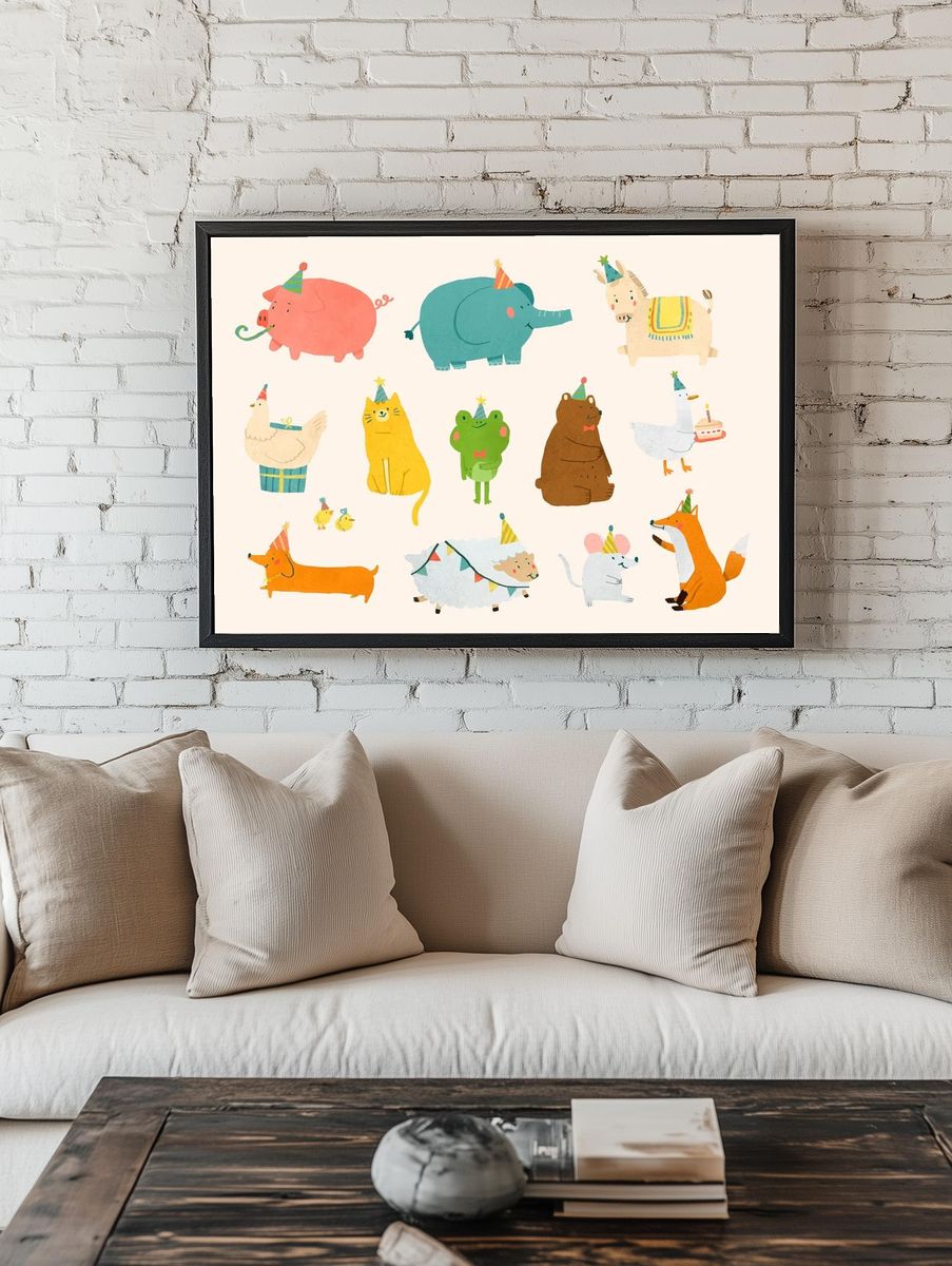 Cute Crocodile Cartoon Print. room preview