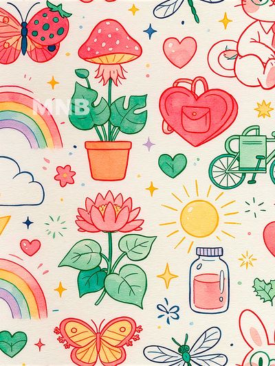 Whimsical Kids Doodle Illustration Poster. poster