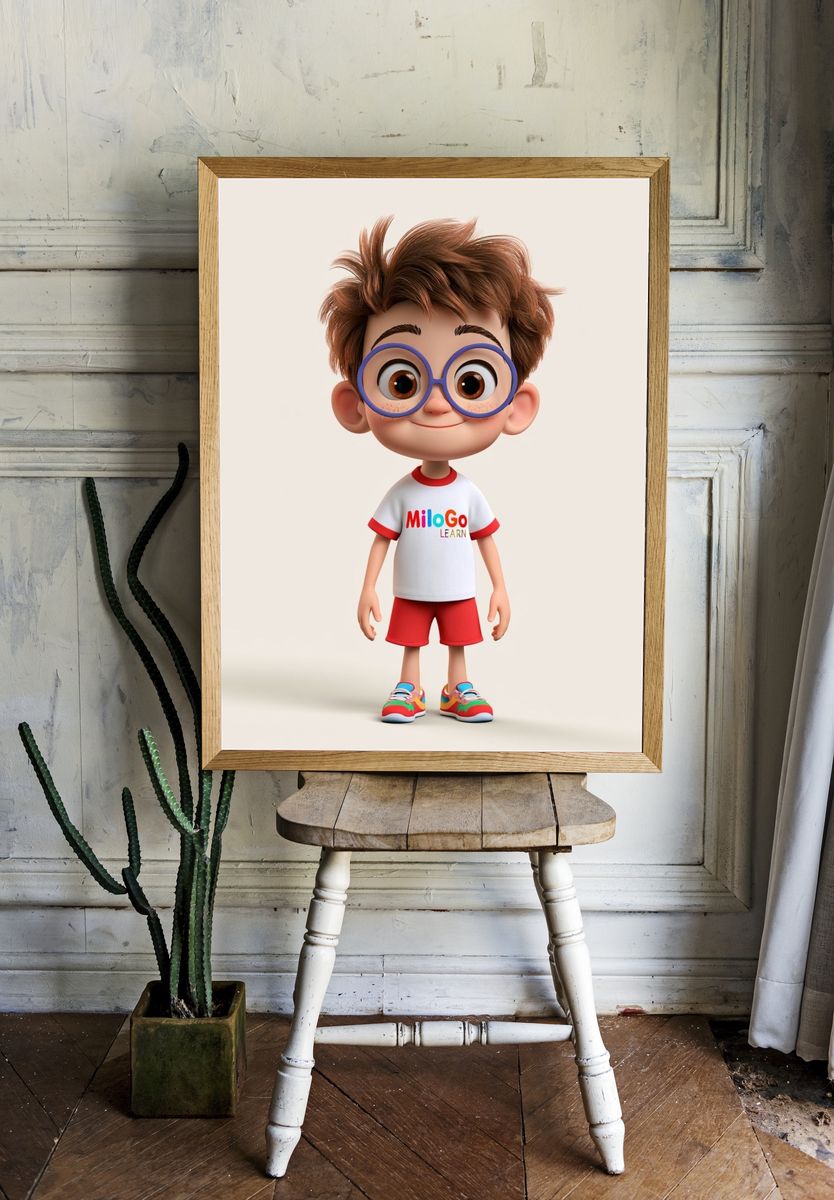 MiloGo Learn Boy Illustration Poster. room preview