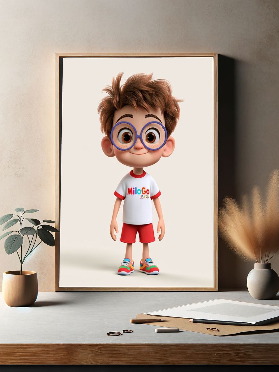 MiloGo Learn Boy Illustration Poster. — room view 2