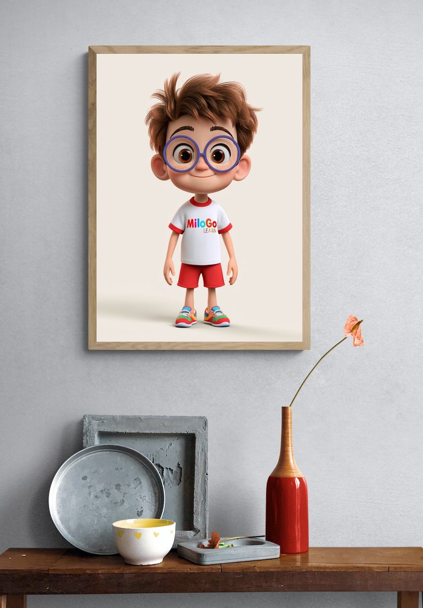 MiloGo Learn Boy Illustration Poster. — room view 3